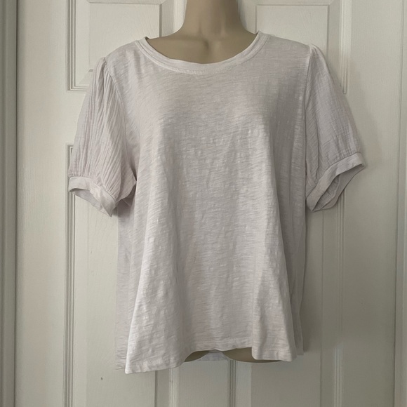 Time and Tru Tops - Time and Tru White Puff Sleeve Top